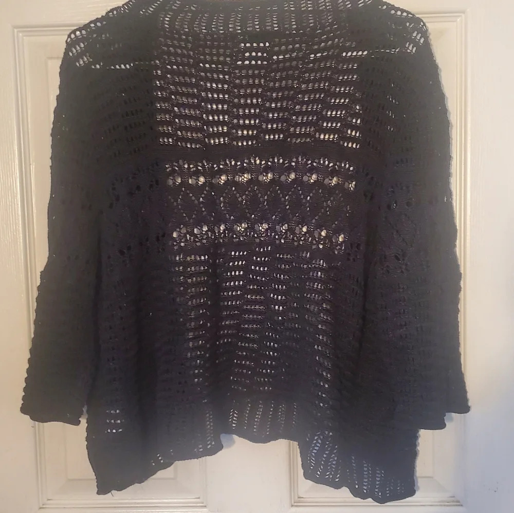 JM Collection crochet cardigan, 3/4 sleeves, size large - Picture 5 of 5
